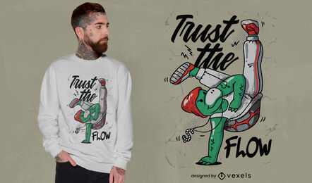 Breakdancer turtle character t-shirt design