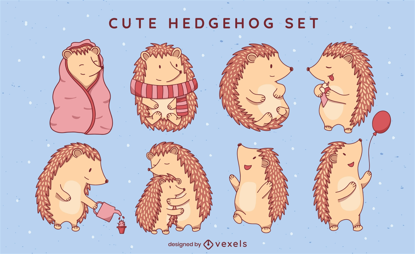 Hedgehog cute animals character set