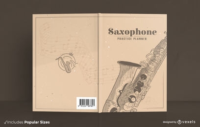 Design de capa de livro de instrumento musical de saxofone