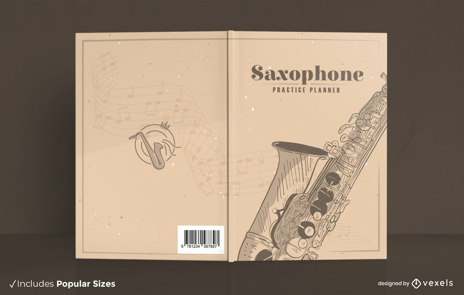 Buchcover-Design für Saxophonmusikinstrumente