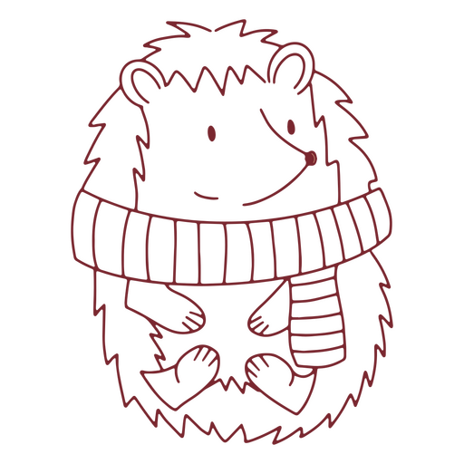 Cute hedgehog scarf character PNG Design