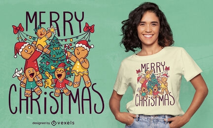 Diseño de camiseta navideña de galletas de jengibre