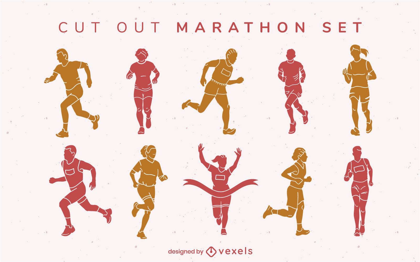 Maratona correndo pessoas esporte cut out set