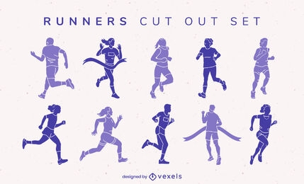 People track running sport cut out set