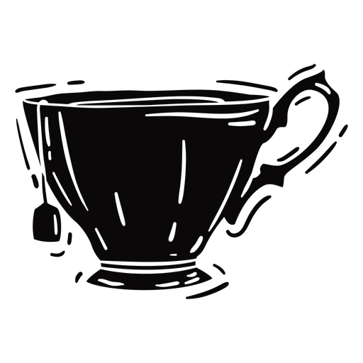 Tea cup cut out black PNG Design