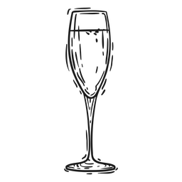 Sparkling wine glass line art PNG Design