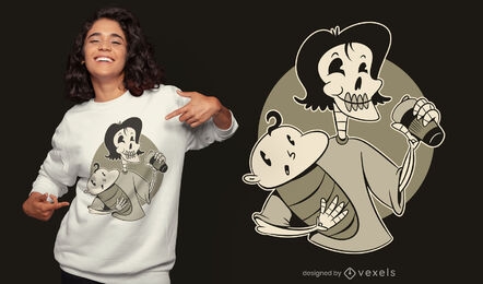 Skeleton mother and baby t-shirt design
