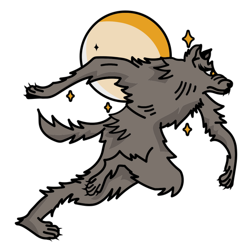 Tatuaje de hombre lobo corriendo Diseño PNG