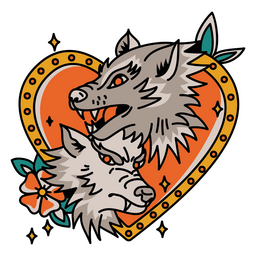 Werewolf Couple Tattoo PNG Design