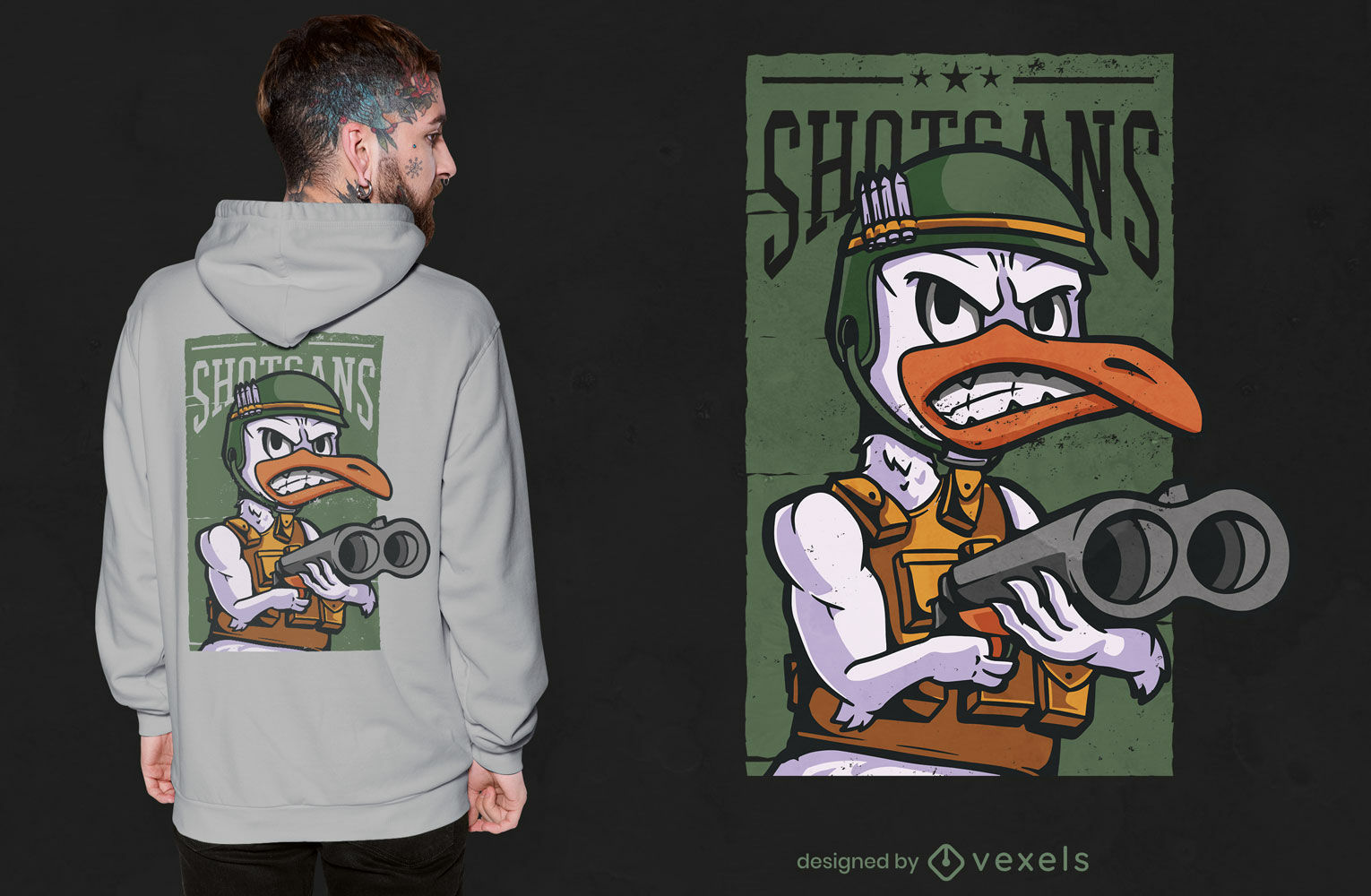 Army goose cartoon t-shirt design