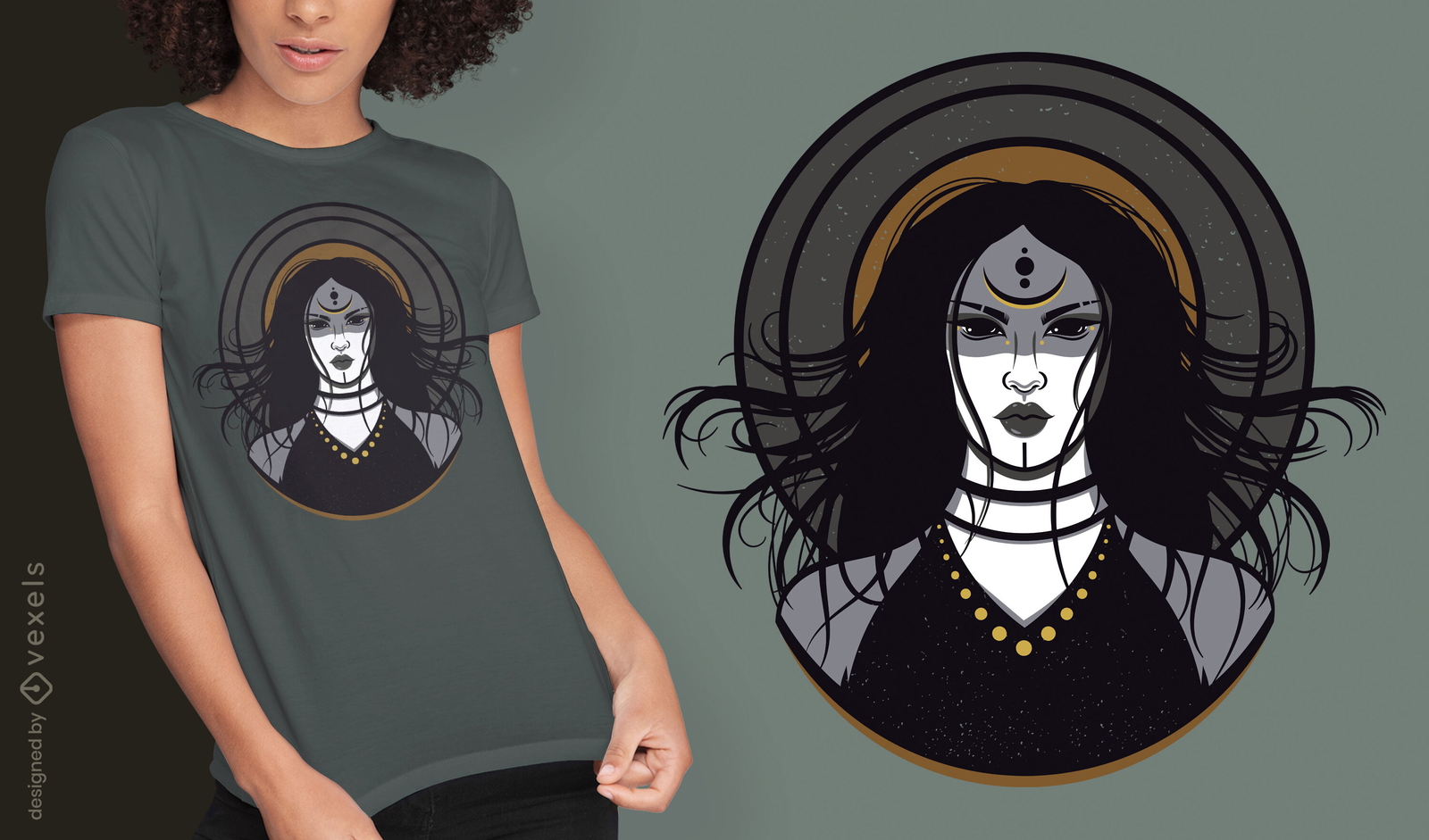 Gran diseño de camiseta de hechicera malvada