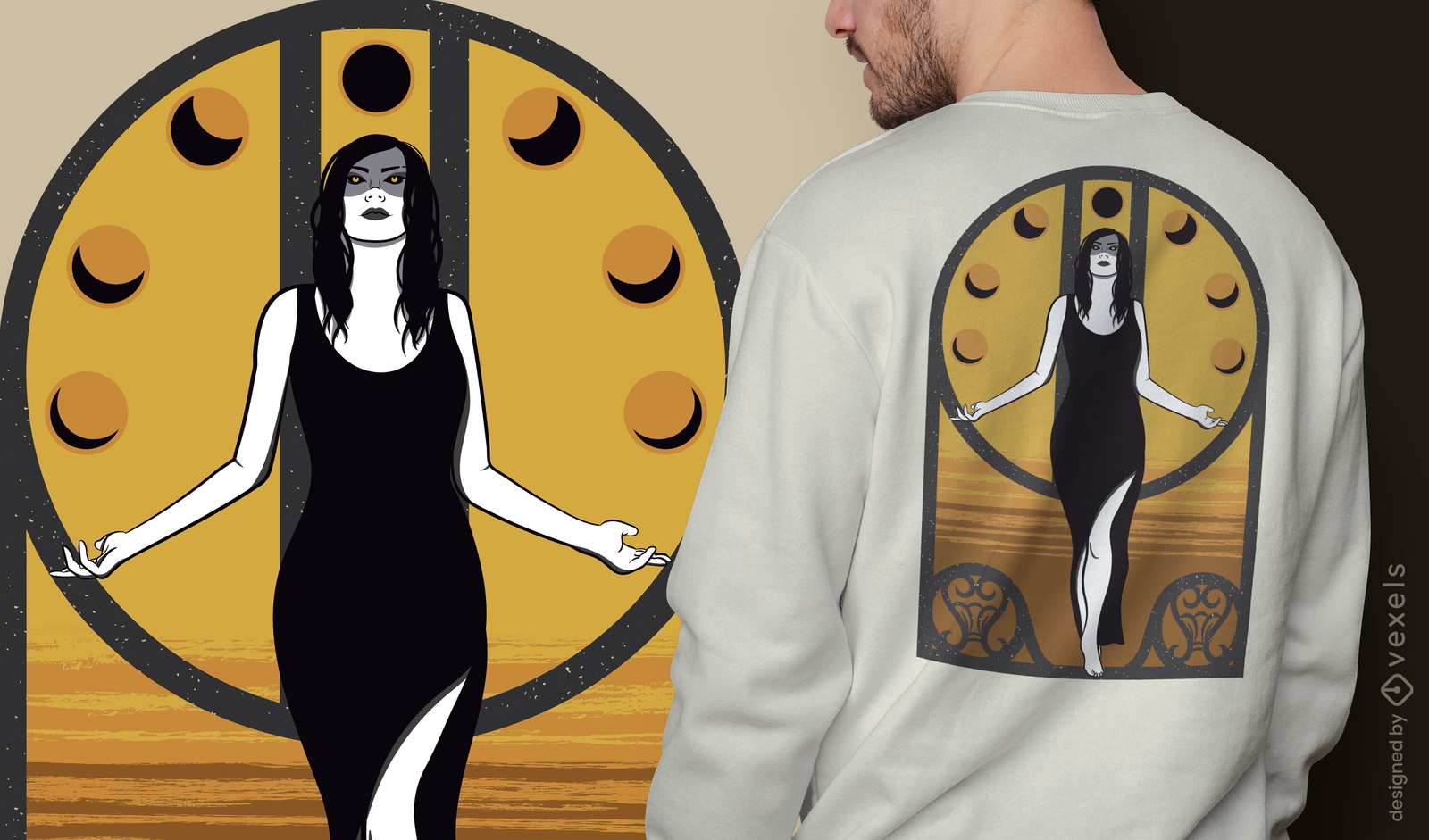 Design incrível de camiseta para feiticeira da lua