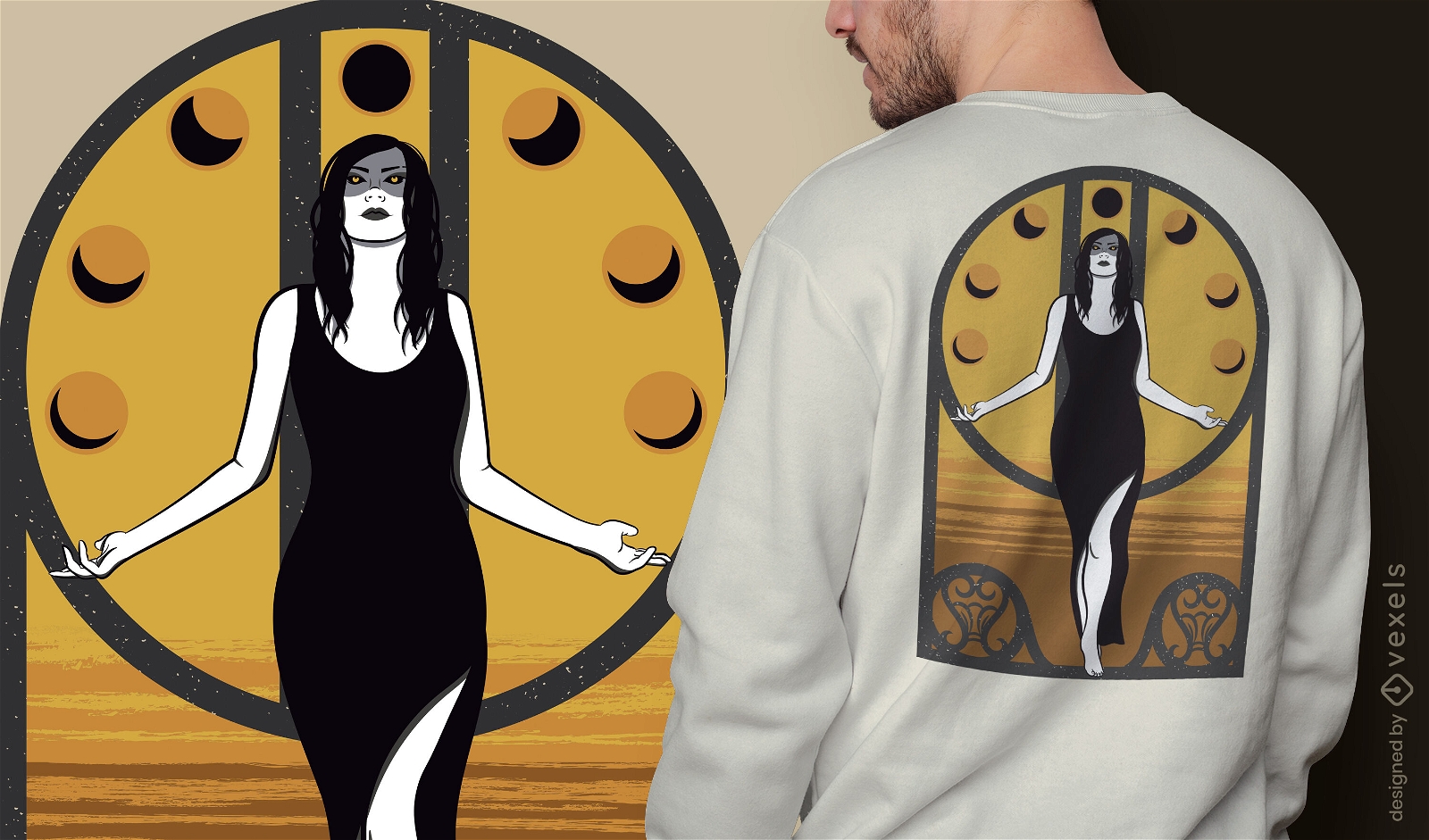 Impresionante diseño de camiseta de bruja luna
