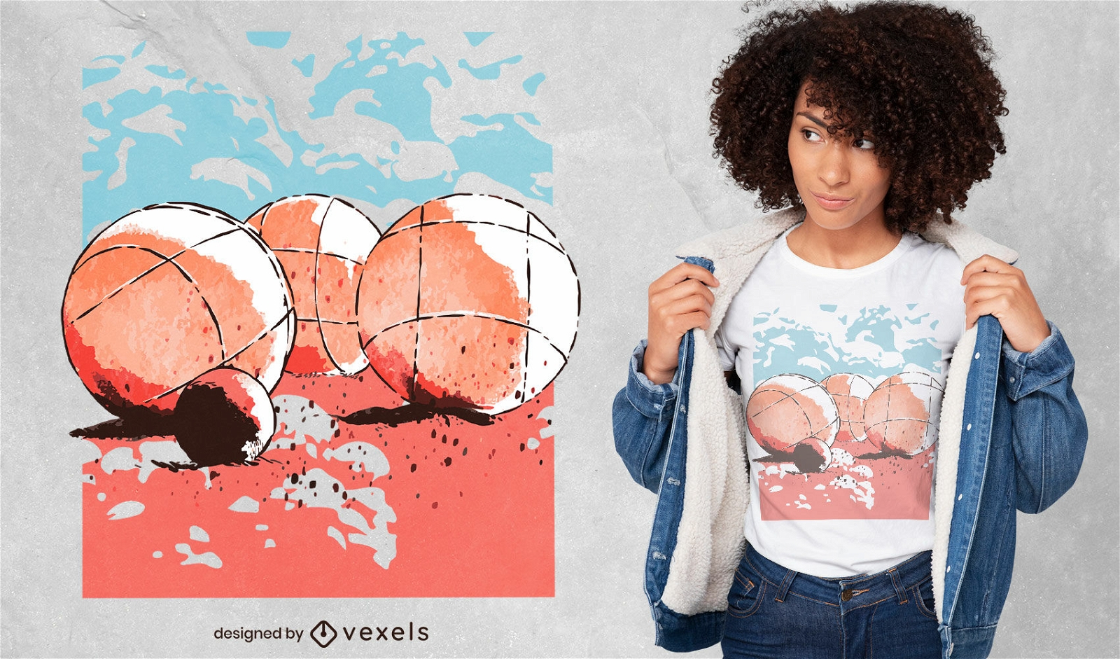 Design de t-shirt desportiva de bolas de petanca