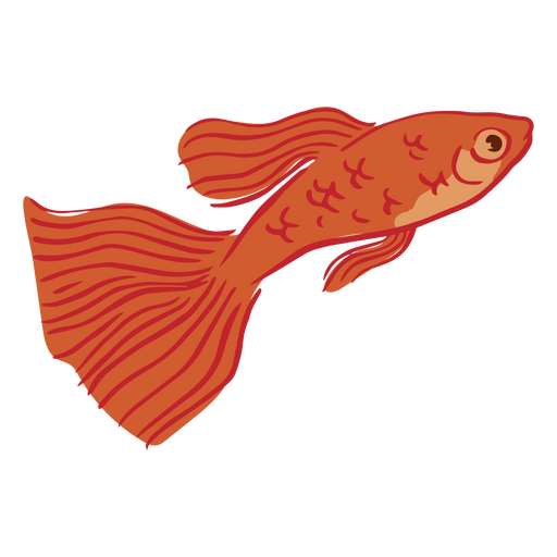 Gold fish swimming semi flat PNG Design