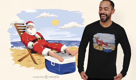 Santa claus on the beach t-shirt design