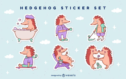 Igel-Tiere-Cartoon-Zeichensatz