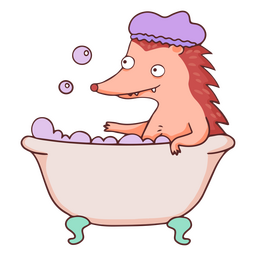 Igel, der einen Badefarbstrich nimmt PNG-Design