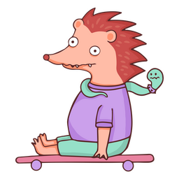 Hedgehog on a skate color stroke PNG Design Transparent PNG