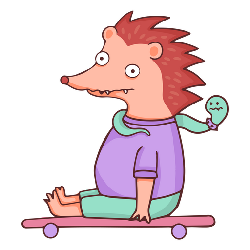 Igel auf einem Skate-Farbstrich PNG-Design