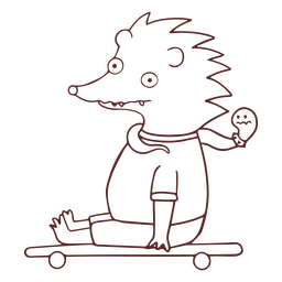 Hedgehog and snake in a skate stroke PNG Design