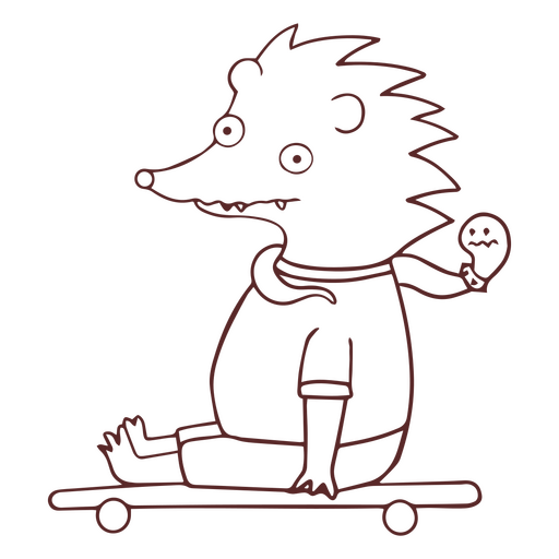 Hedgehog and snake in a skate stroke PNG Design