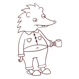 Kaffee Igel Schlaganfall PNG-Design