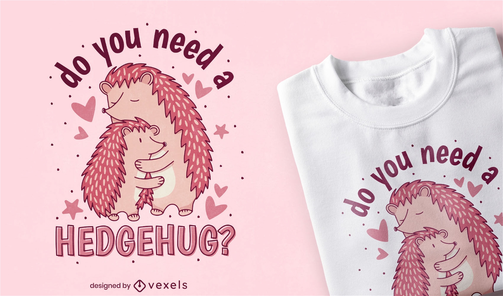 Cute hedgehog hug t-shirt design