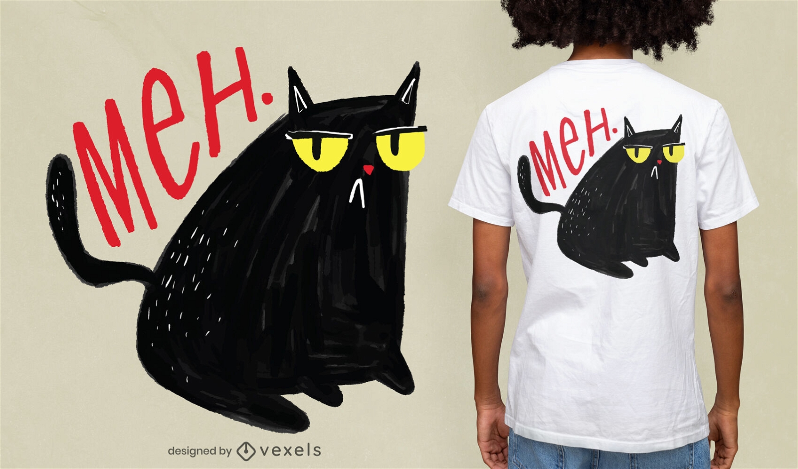 Design engra?ado de t-shirt de gato meh impressionado