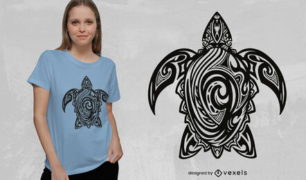Diseño de camiseta de tortuga marina tribal genial