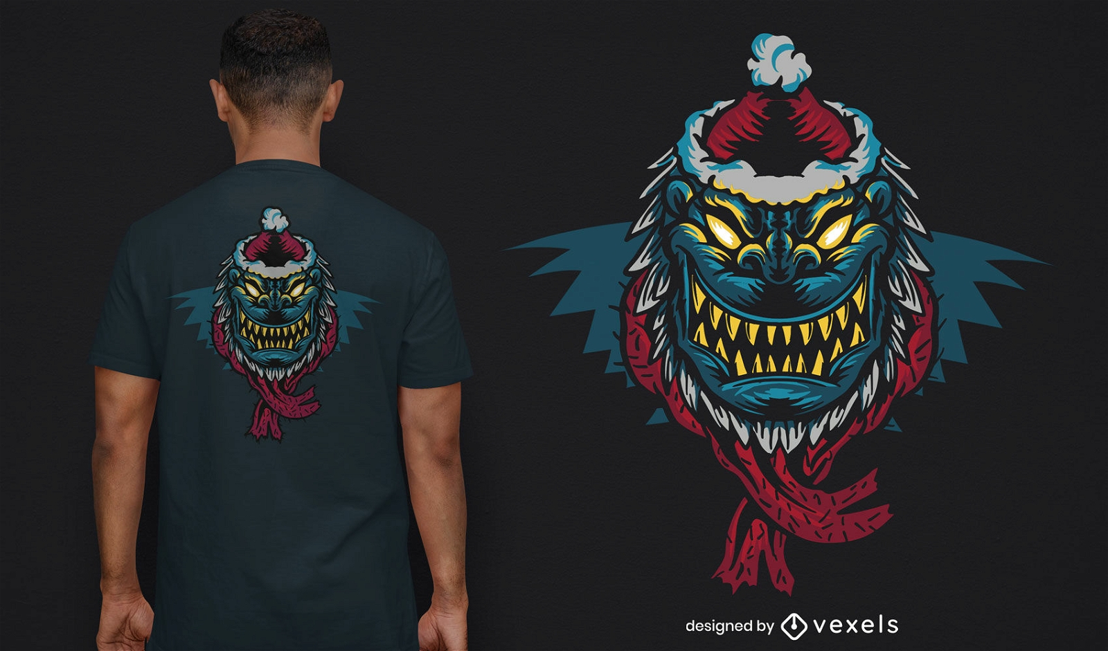 Design de t-shirt de monstro assustador de Natal