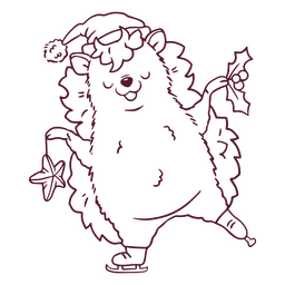 Christmas hedgehog with mistletoe stroke PNG Design Transparent PNG