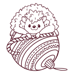Christmas hedgehog with decorations stroke PNG Design Transparent PNG