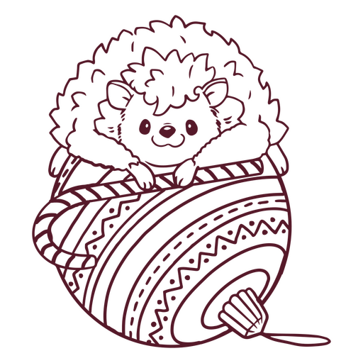 Christmas hedgehog with decorations stroke PNG Design