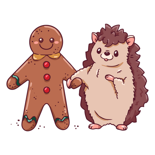 Cute christmas hedgehog and cookie  PNG Design
