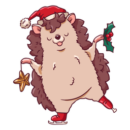 Ouriço fofo com decorações de Natal Desenho PNG