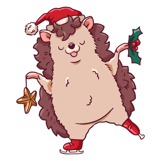 Cute hedgehog with Christmas decorations  PNG Design