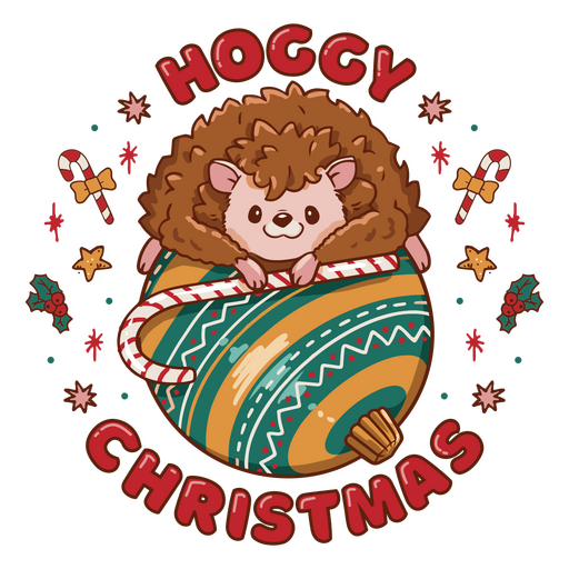Cute hoggy Christmas hedgehog  PNG Design
