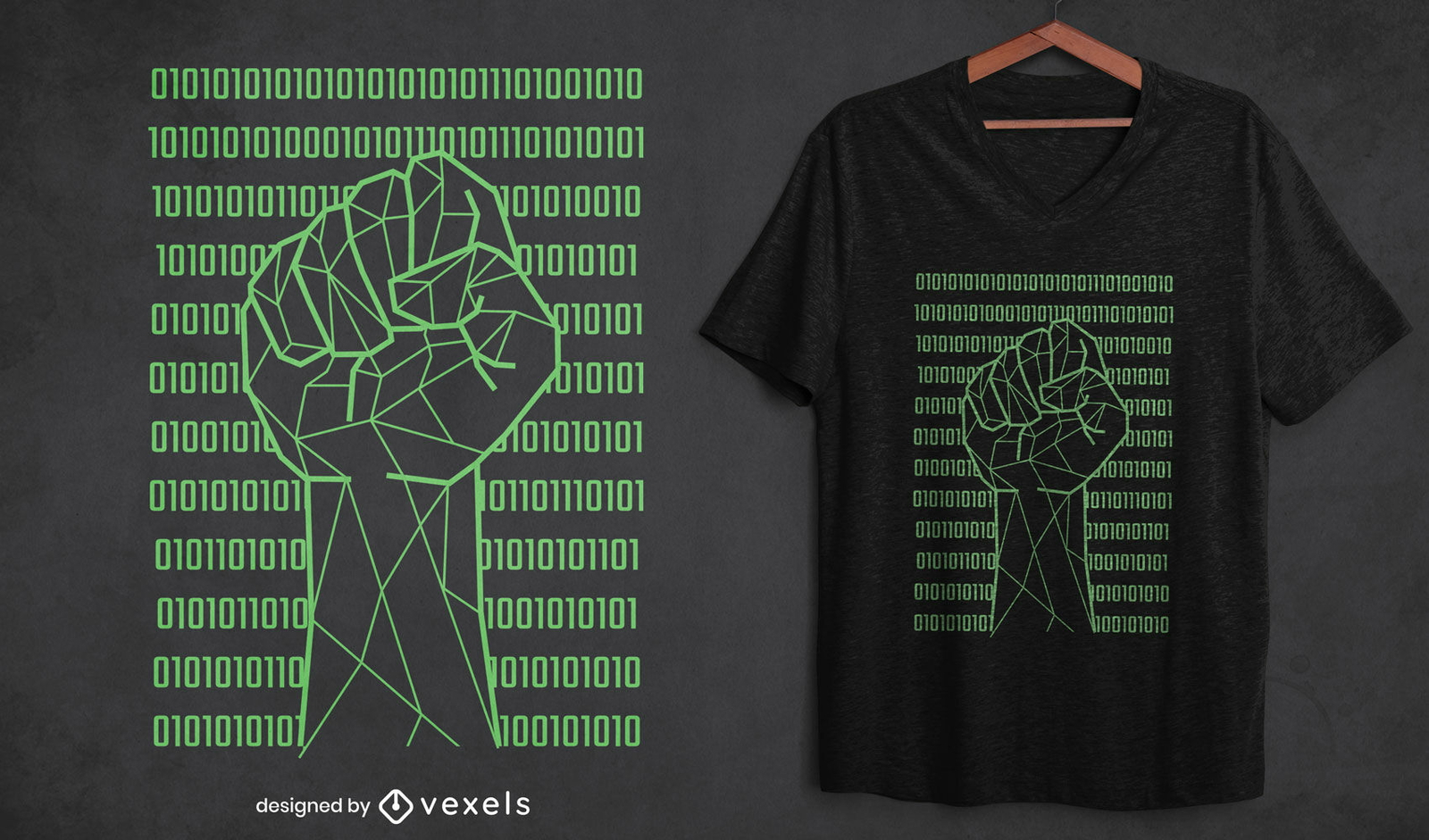 Faust über Binärcode-T-Shirt-Design