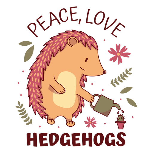 Peace love hedgehog quote cute PNG Design
