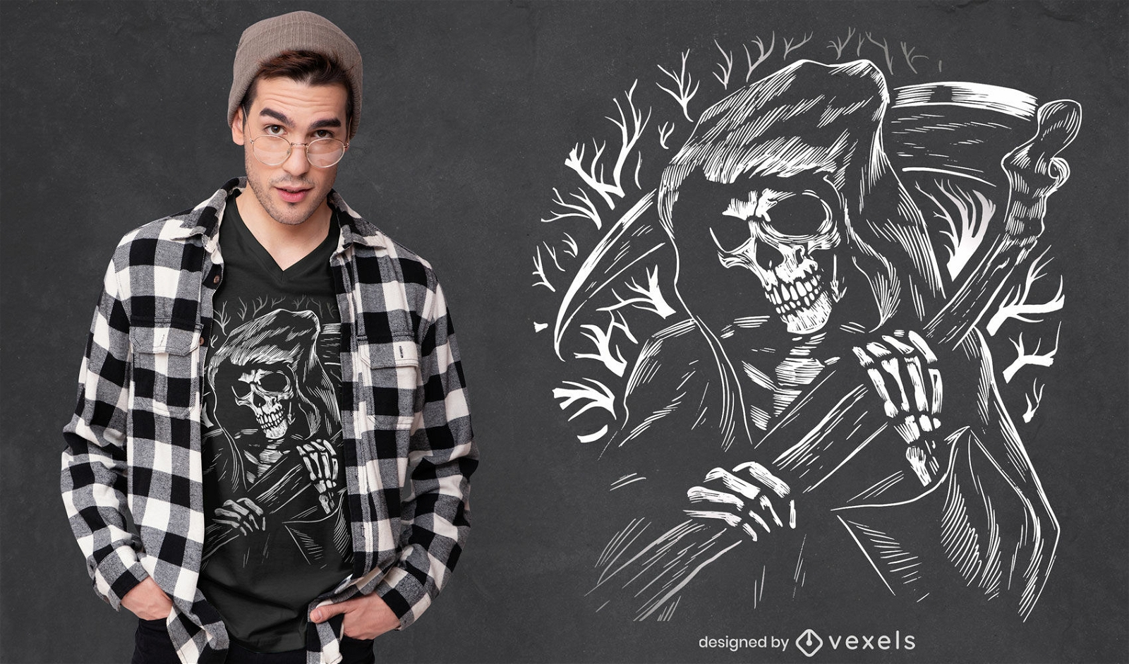 Grim reaper with scythe t-shirt design