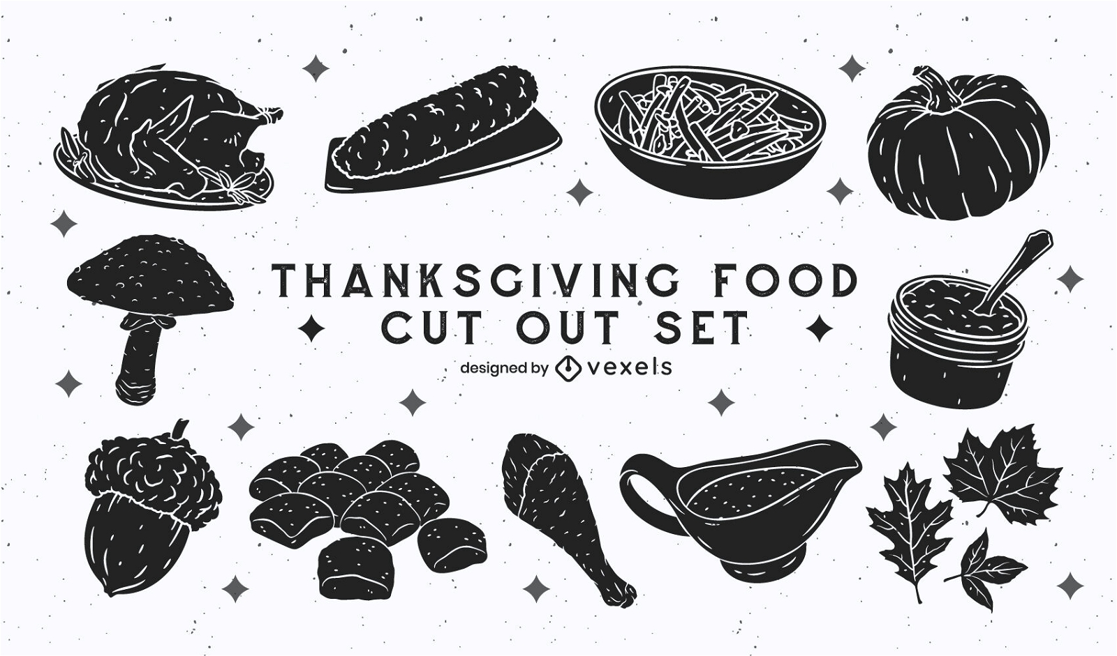 Thanksgiving holiday food cut out set