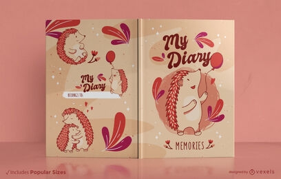 Design de capa de livro de animal ouriço feliz