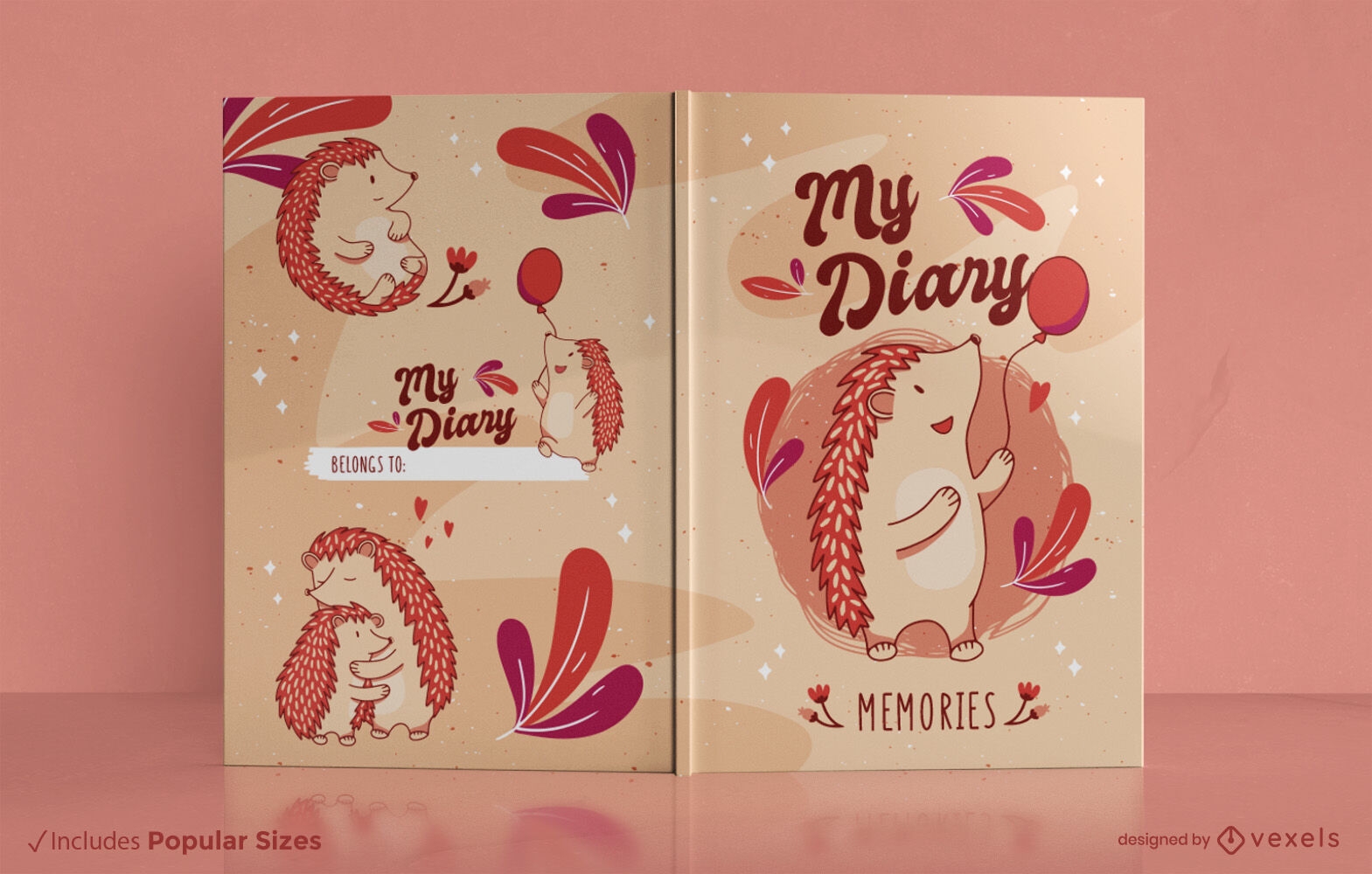 Diseño de portada de libro de animales erizo feliz