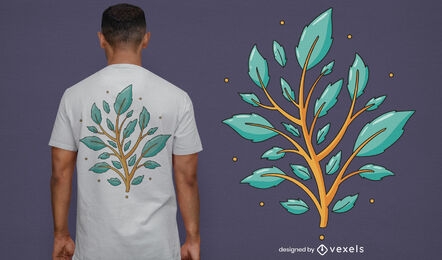 Rama con diseño de camiseta de naturaleza de hojas.