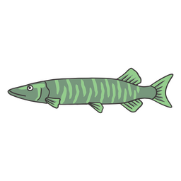 Traço de cor de peixe verde longo Desenho PNG Transparent PNG