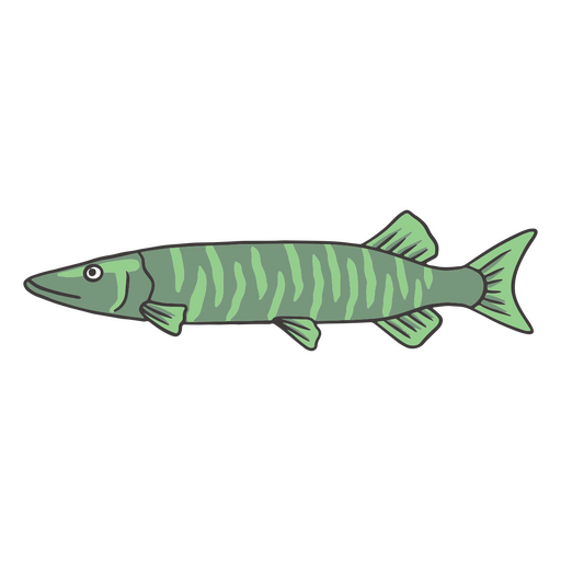 Trazo largo de color verde pez Diseño PNG