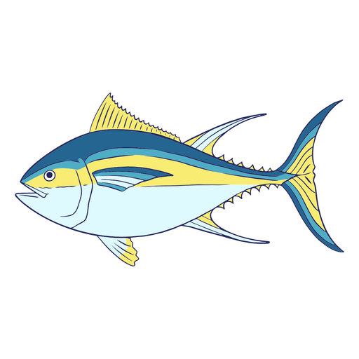 Ilustração de peixe azul e amarelo Desenho PNG