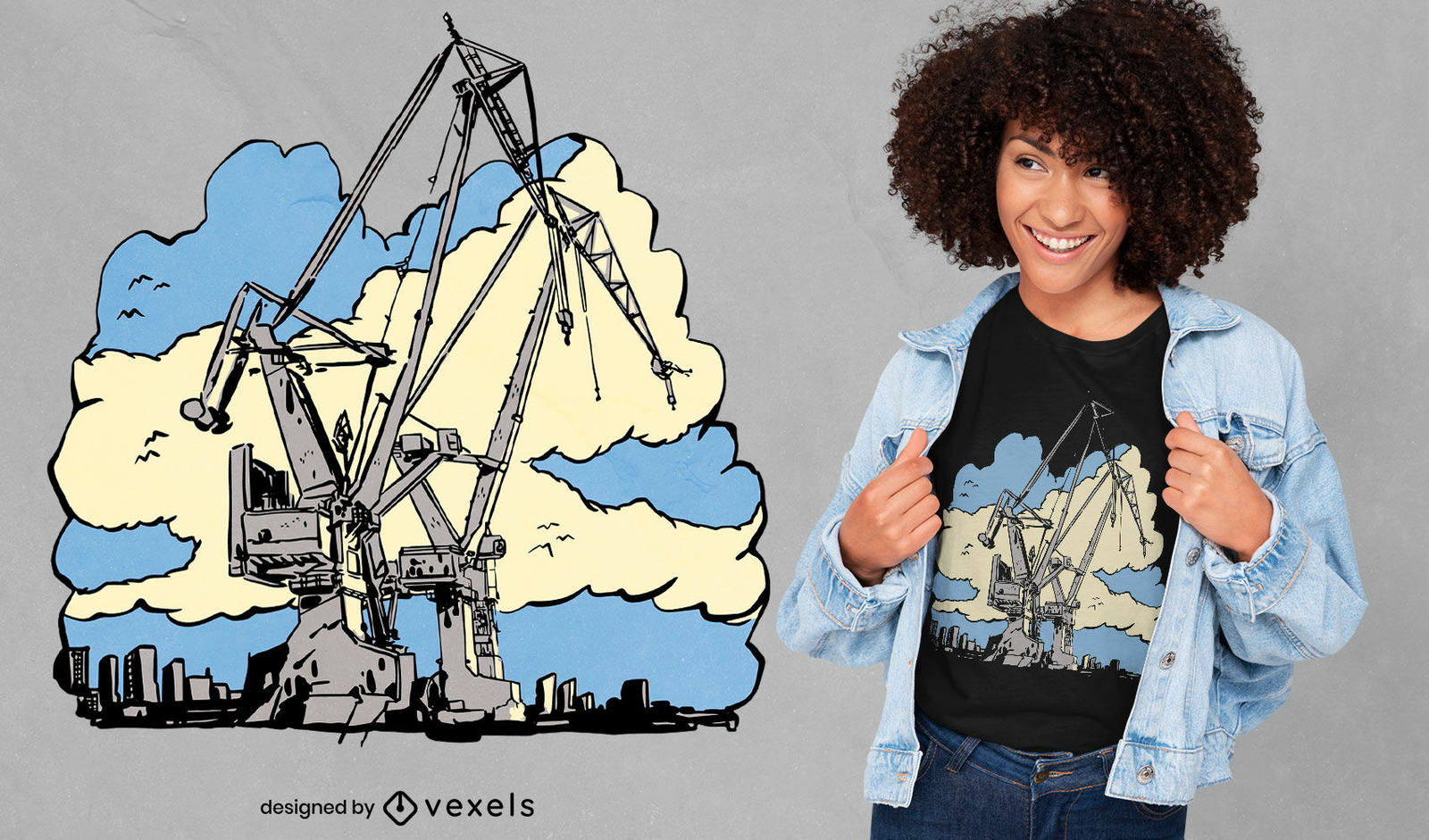 Design de camisetas de construção de máquinas de guindaste