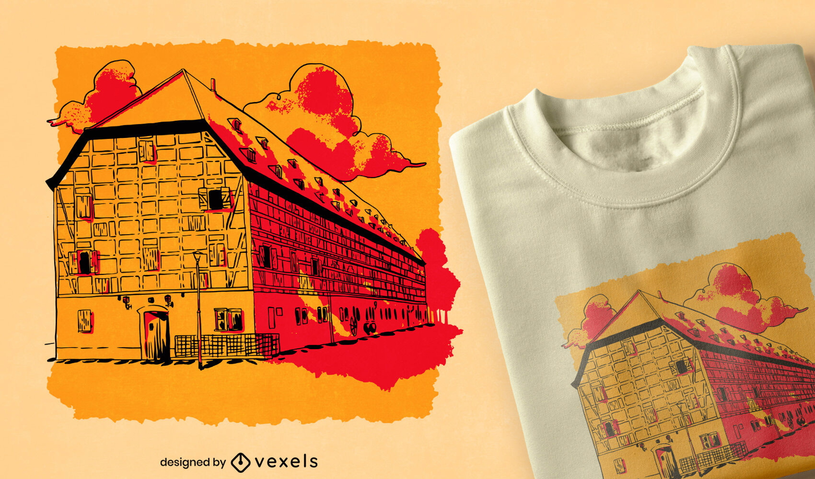 Building architecture landmark t-shirt design